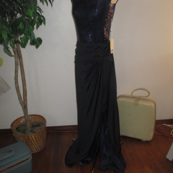 Sexy High slit Sequin Formal Prom Pageant Mother of Bride Dress Party Gown - Picture 5 of 11